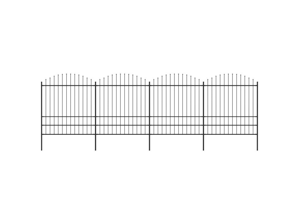 Zahradní plot s hroty ocel (1,75–2) x 6,8 m černý