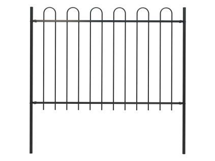 Zahradní plot s obloučky ocelový 6,8 x 1,2 m černý