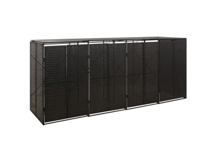 Přístřešek na čtyři popelnice černý 274 x 80 x 117 cm polyratan