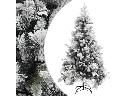 Vánoční stromek se sněhem a šiškami 195 cm PVC a PE