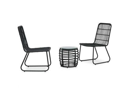 3dílný bistro set polyratan černý