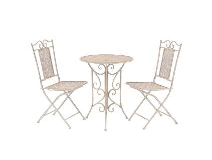 3dílný bistro set ocelový bílý