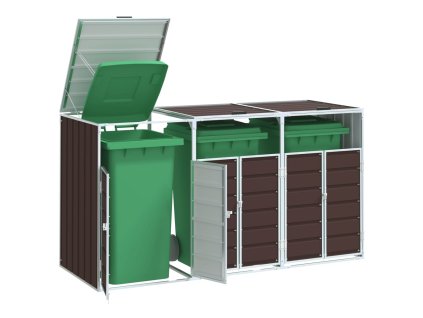 Box na 2 popelnice šedý 144 x 81 x 113 cm ocel