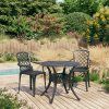 3dílný bistro set litý hliník černý