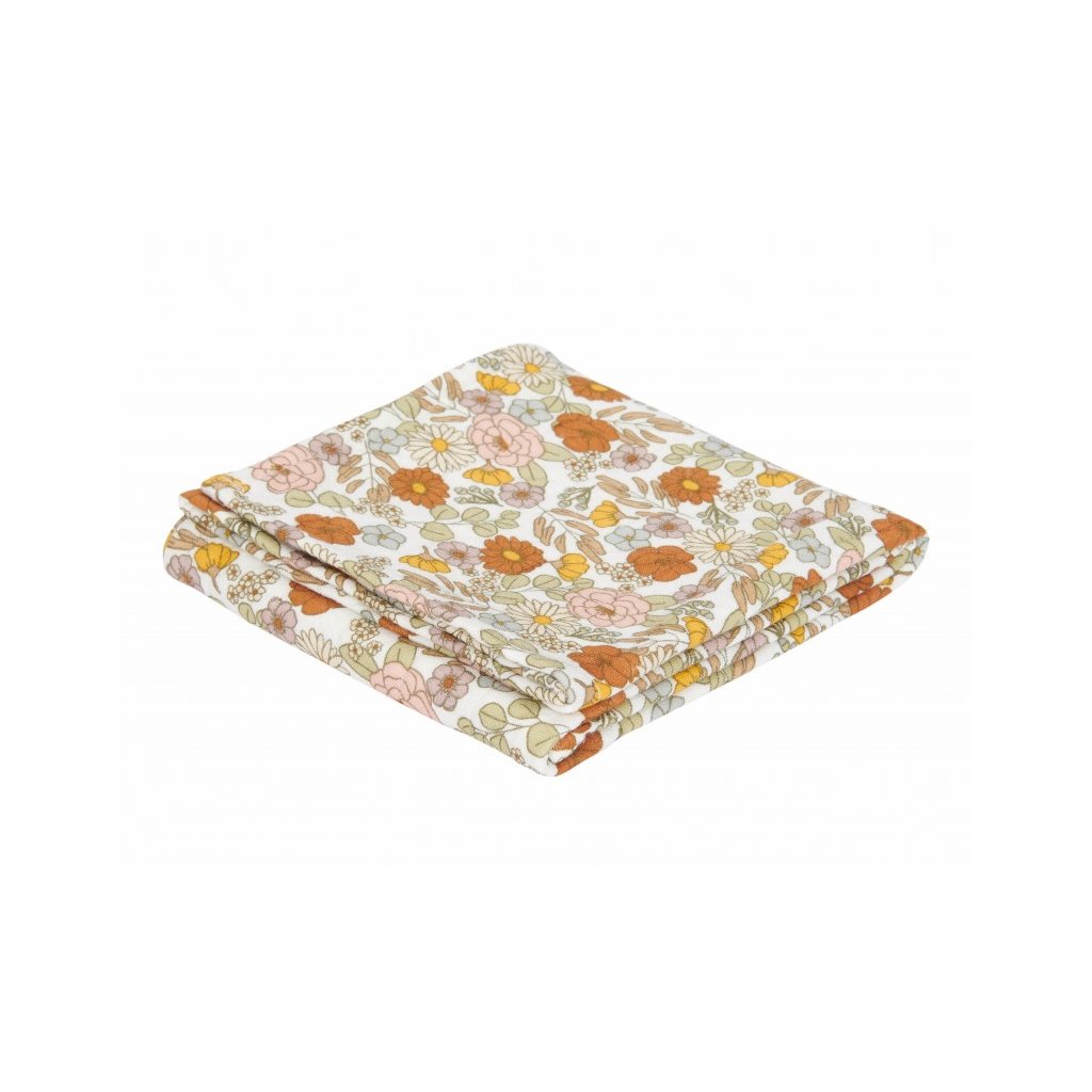 LITTLE DUTCH Osuška swaddle 120×120 Vintage Kytičky