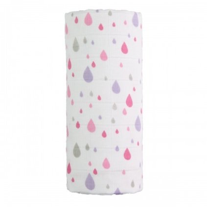 T-TOMI Velká bavlněná tetra osuška Pink Drops / Růžové kapky
