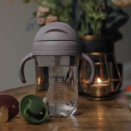 MININOR Lahev s brčkem Tritan 330 ml Lilac Flower