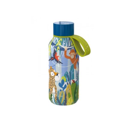 QUOKKA Nerezová termoláhev Solid Kids s poutkem Jungle 330 ml