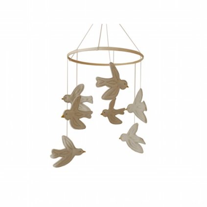 NANAMI Kolotoč nad postýlku Birds Off-White