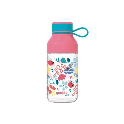 QUOKKA Plastová láhev Ice Kids s poutkem Flowers 430 ml