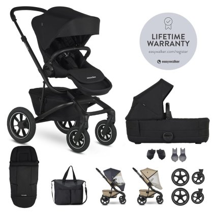EASYWALKER Cenově zvýhodněný set XXL kočárek kombinovaný Jimmey Air Pepper Black s příslušenstvím