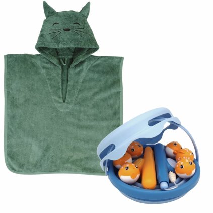COMPACTOYS Cenově zvýhodněný set Rybářská hra + Nuuroo Poncho Tea Leaf
