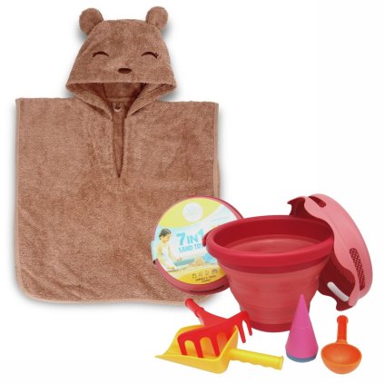 COMPACTOYS Cenově zvýhodněný set Sada na písek červená + Nuuroo Poncho Koala Bear Cork