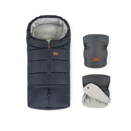 PETITE & MARS Set zimní fusak Jibot 3v1 + rukavice na kočárek Jasie Charcoal Grey