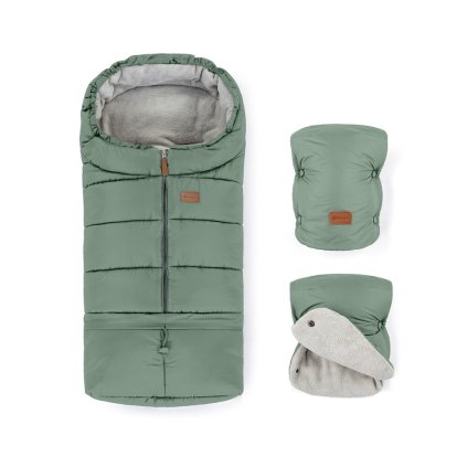 PETITE & MARS Set zimní fusak Jibot 3v1 + rukavice na kočárek Jasie Pale Eucalypt