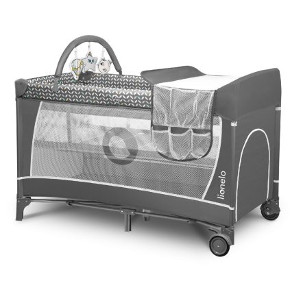 LIONELO Cestovní postýlka Flower Grey Scandi