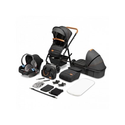 LIONELO Kombinovaný kočárek 3v1 Amber Grey Graphite