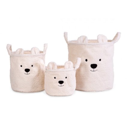 CHILDHOME Koše na hračky Teddy Off White 3 ks
