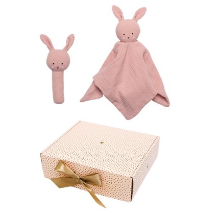 JABADABADO Dárková sada s chrastítkem Bunny Pink