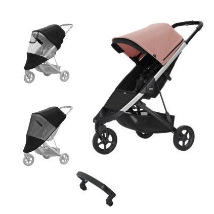 THULE Spring Zvýhodněný set Aluminium Misty Rose + madlo + pláštěnka + moskytiera