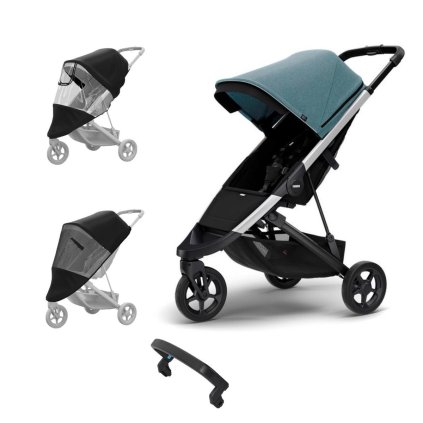 THULE Spring Zvýhodněný set Aluminium Teal Melange + madlo + pláštěnka + moskytiera