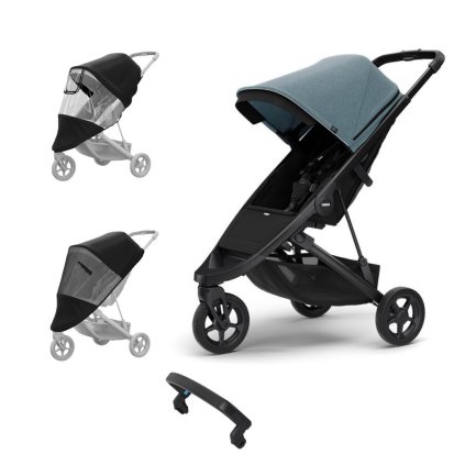 THULE Spring Zvýhodněný set Black Teal Melange + madlo + pláštěnka + moskytiera