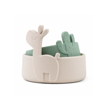 DONE BY DEER Set 2ks silikonových misek Lalee písková/zelená