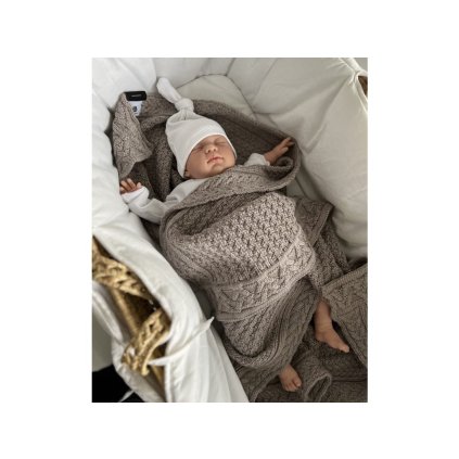 LULLALOVE Dečka z vlny Merino vzor Keksík Premium Šedo-Béžová