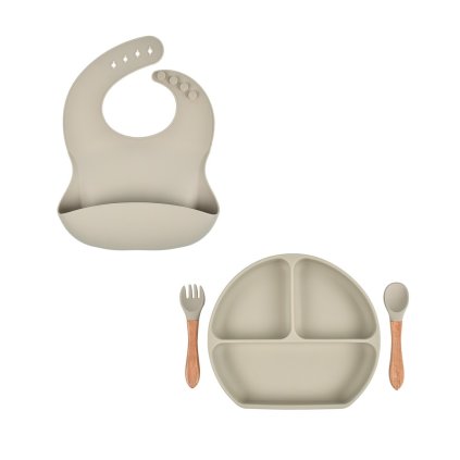 MARTONS Jídelní sada silikonová s přísavkou 4-dílná Light Beige