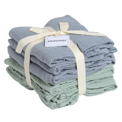 MININOR Mušelínové organické plenky Grey/Green 6 ks