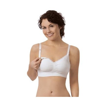 CARRIWELL organic podprsenka bezešvá bavlněná s klipem bílá
