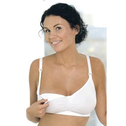 CARRIWELL podprsenka na kojení bezešvá s klipem bílá