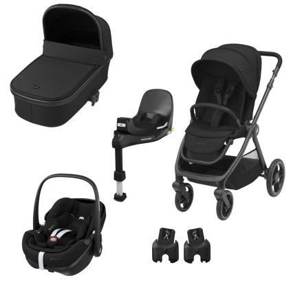 MAXI COSI Akční set Kočárek Oxford 2v1 + autosedačka + báze + adaptéry Essential Black