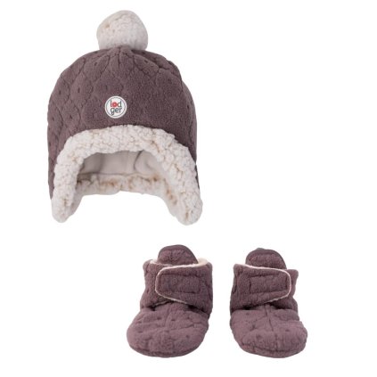 LODGER Novorozenecký zimní set Folklore Fleece Mauve 3 - 6 měsíců