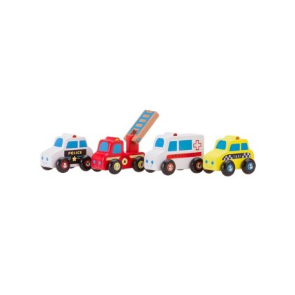 NEW CLASSIC TOYS Sada dřevěných mini vozidel 4 ks