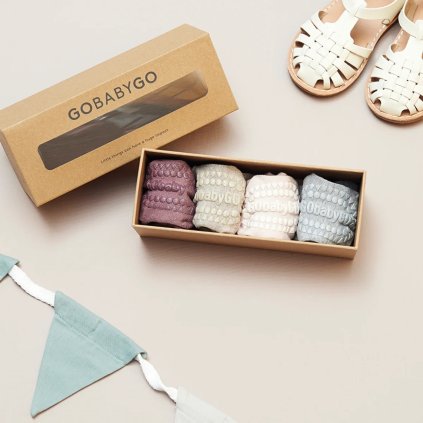 GOBABYGO Protiskluzové bavlněné ponožky Pink/Grey mix 1 - 2 roky