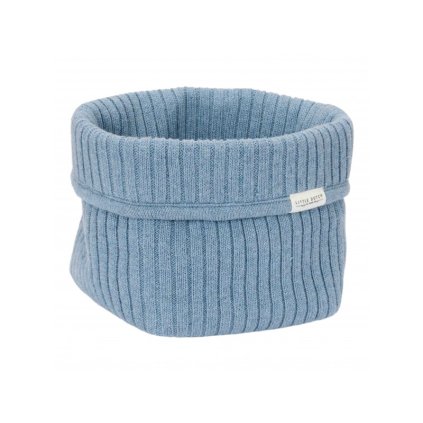 LITTLE DUTCH Košík pletený malý Pure Denim Blue