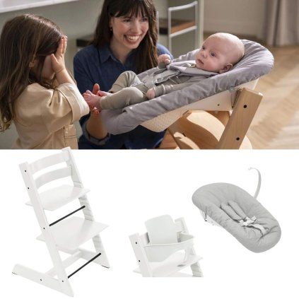 STOKKE Tripp Trapp Bundle White + Newborn set Grey