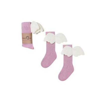 MAMA'S FEET Dětské podkolenky s křidélky Pink Angels Růžové