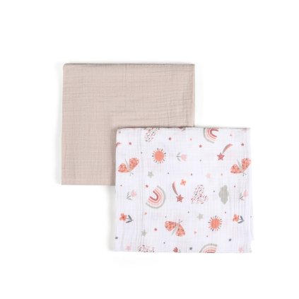FUNNABABY Mušelínové osušky 2 ks Sunny Beige 90 x 90 cm