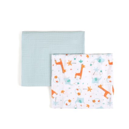FUNNABABY Mušelínové osušky 2 ks Girrafe Blue 90 x 90 cm