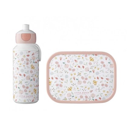 LITTLE DUTCH Svačinový set Květiny a Motýli (láhev 400ml)