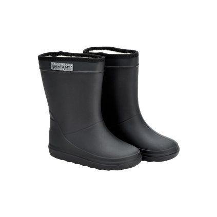 EN FANT Dětské termo holínky Solid Black
