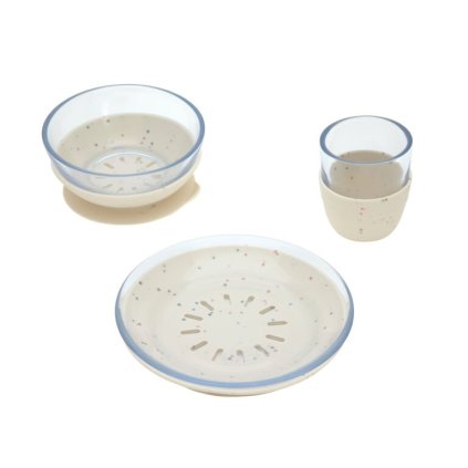 LÄSSIG Dish Set Glass/Silicone Nature