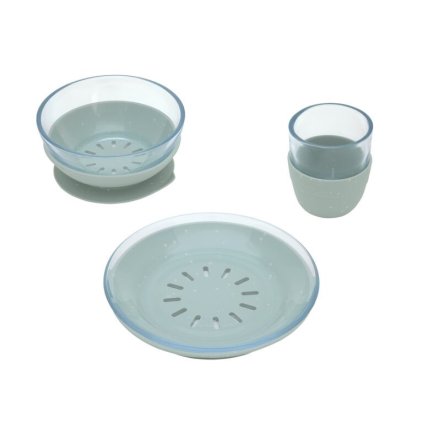 LÄSSIG Dish Set Glass/Silicone Blue