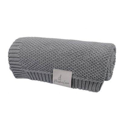 MIMILOVE Pletená deka pro větší děti a dospělé z organické bavlny Šedá