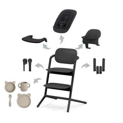 CYBEX Gold Lemo 4-in-1 Stunning Black + Nuuroo Lykke Jídelní set