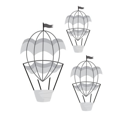 MASELIVING Samolepky na zeď Air Baloon Grey