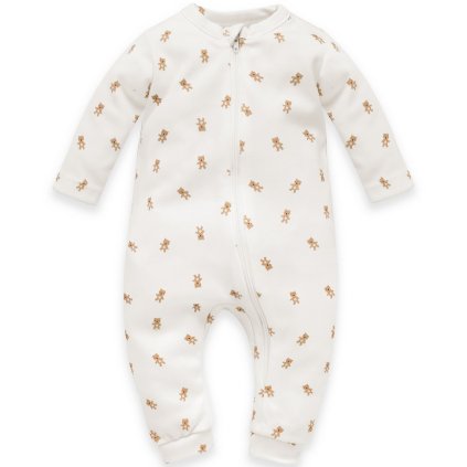 PINOKIO Lovely Day Overal na zip bez nožiček Beige Teddy Bear