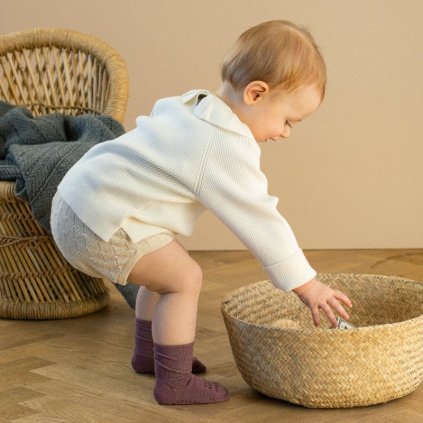 GOBABYGO Protiskluzové ponožky Bamboo Misty Plum